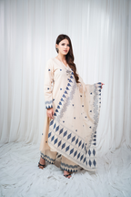 ETA Ahum Premium Cotton Cream Navy Kurta Set