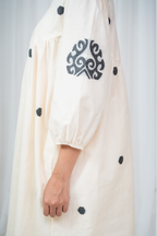 ETA Ebema Premium Cotton Cream & Black Kurta Set