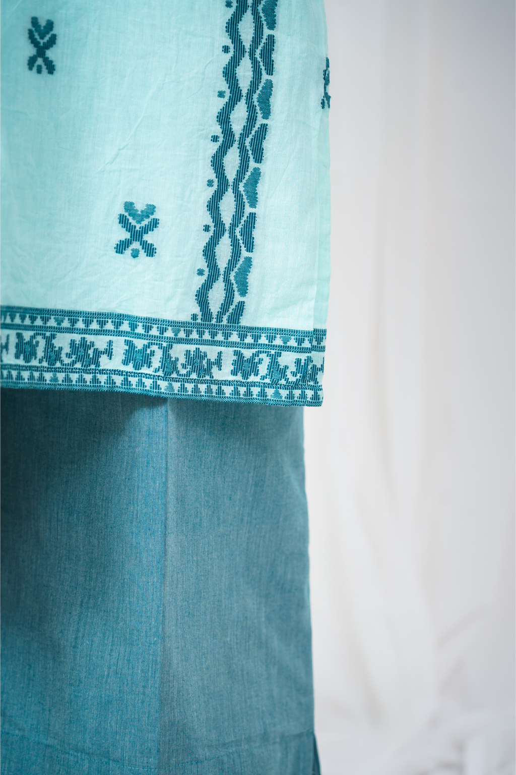 ETA Leima Premium Cotton Turquoise Kurta Set