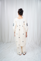 ETA Ebema Premium Cotton Cream & Black Kurta Set