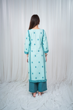 ETA Leima Premium Cotton Turquoise Kurta Set