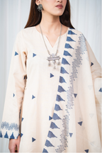 ETA Ahum Premium Cotton Cream Navy Kurta Set
