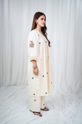 ETA Ebema Premium Cotton Cream & Coffee Kurta Set