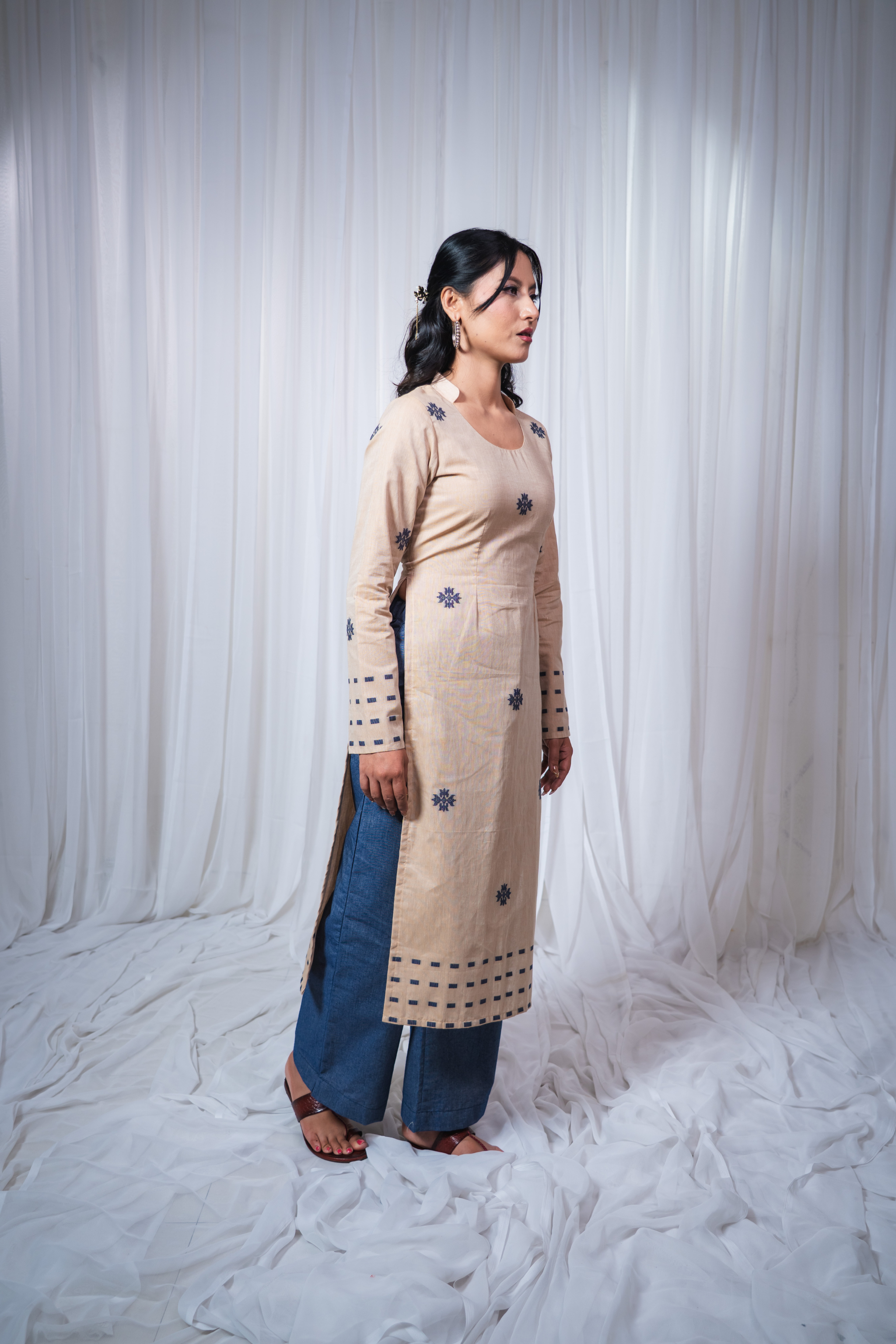 ETA Anou Premium Cotton Khaki Kurta Set