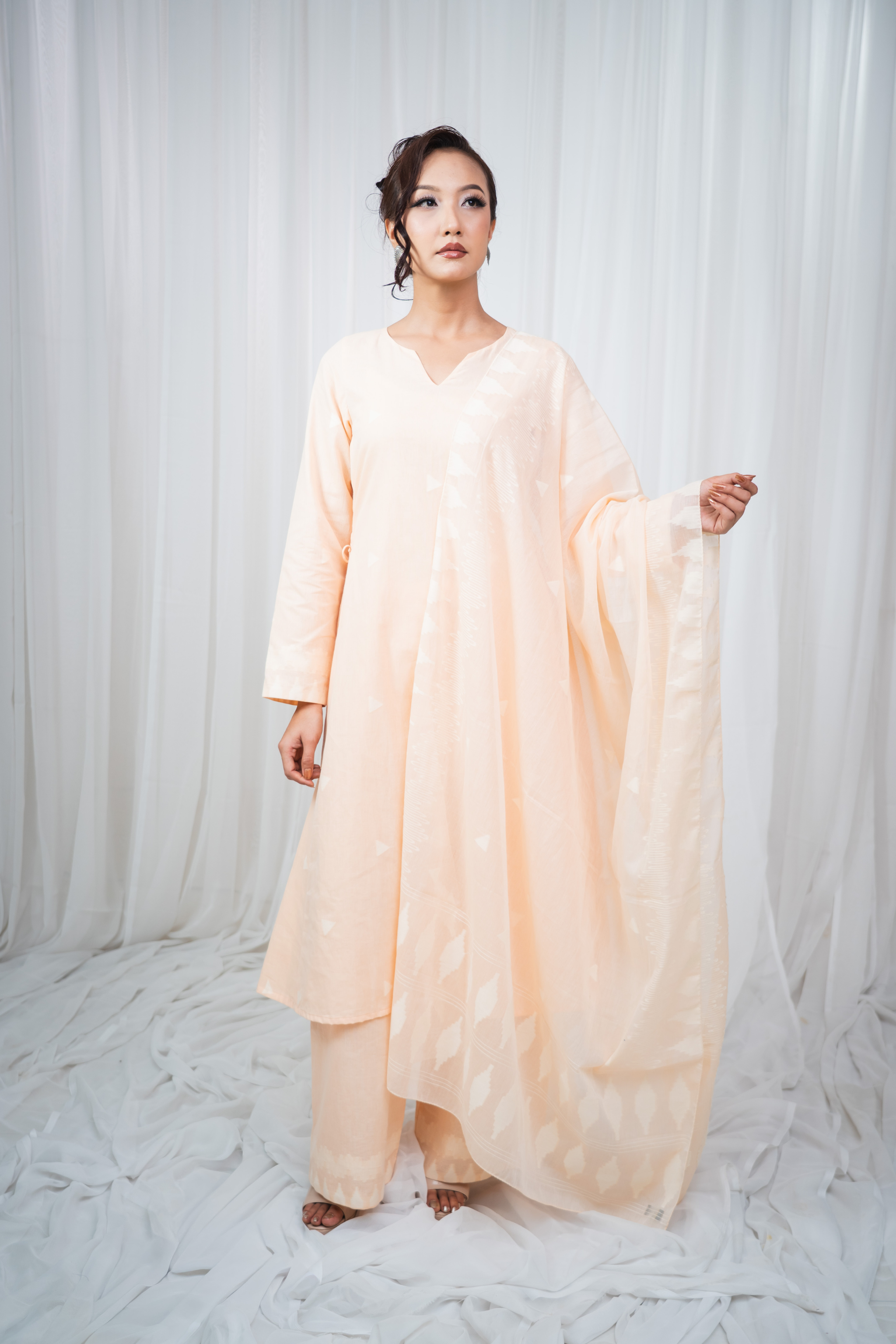ETA Ahum Premium Cotton Peach Kurta Set