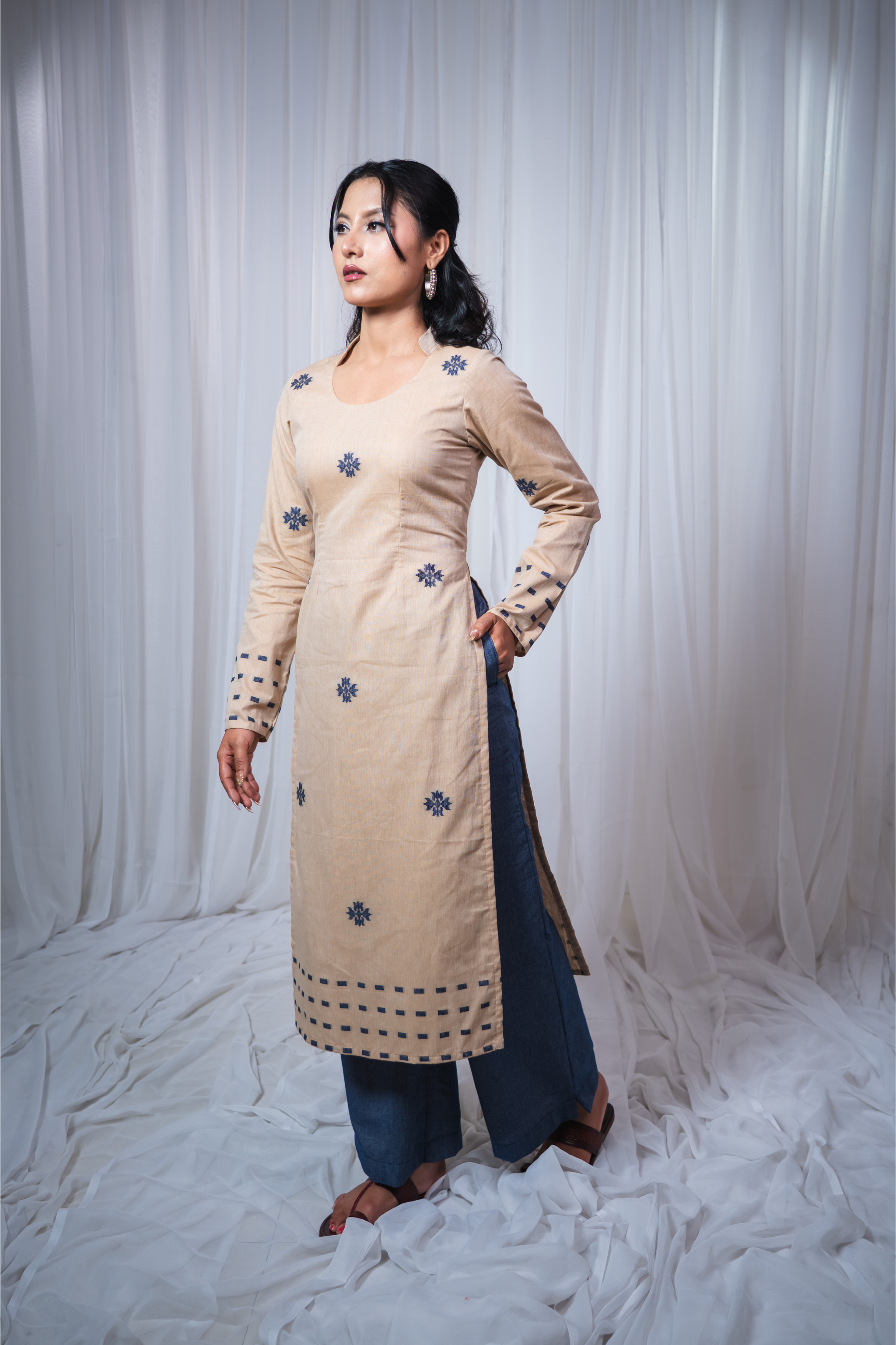 ETA Anou Premium Cotton Khaki Kurta Set