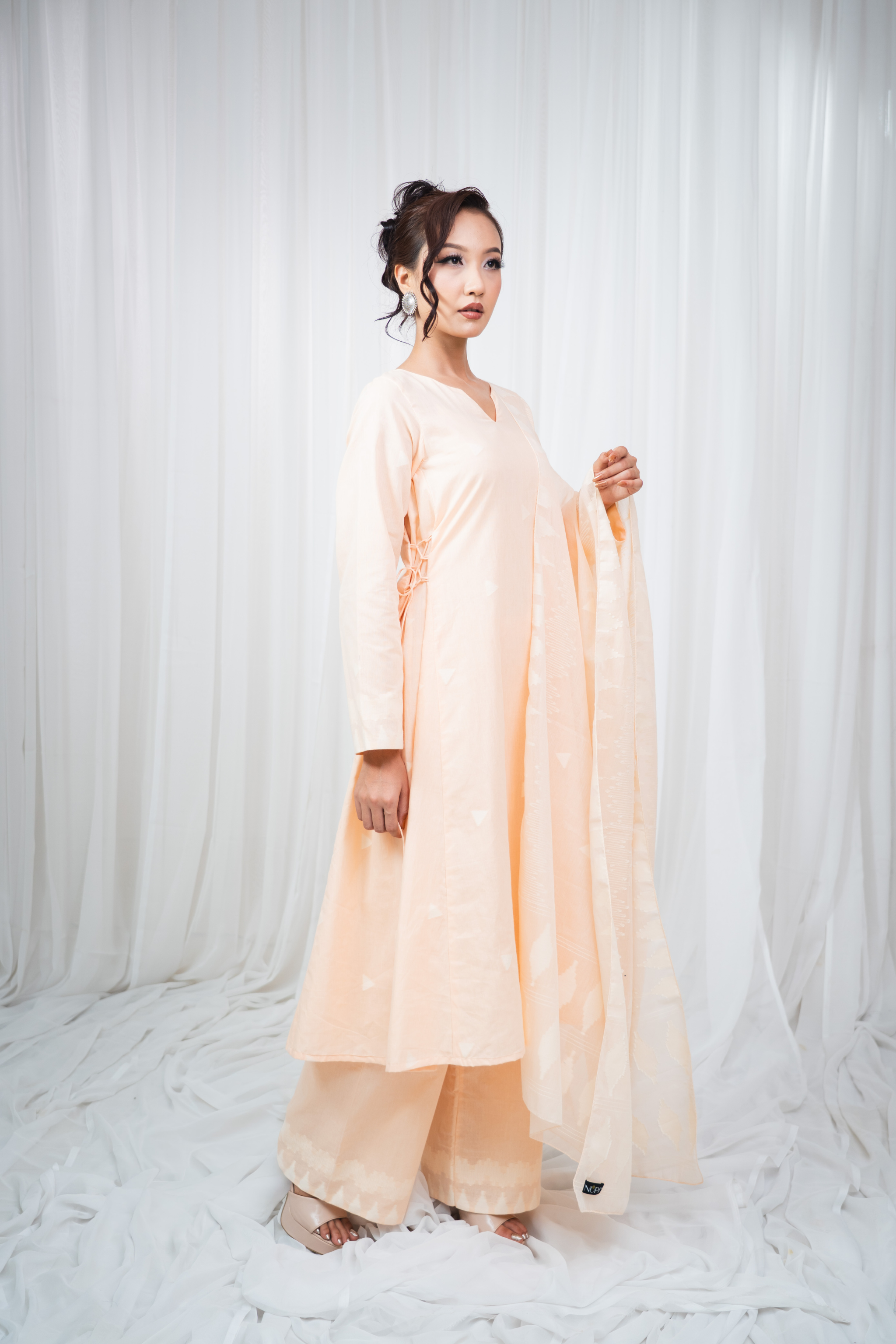 ETA Ahum Premium Cotton Peach Kurta Set