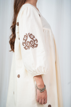 ETA Ebema Premium Cotton Cream & Coffee Kurta Set