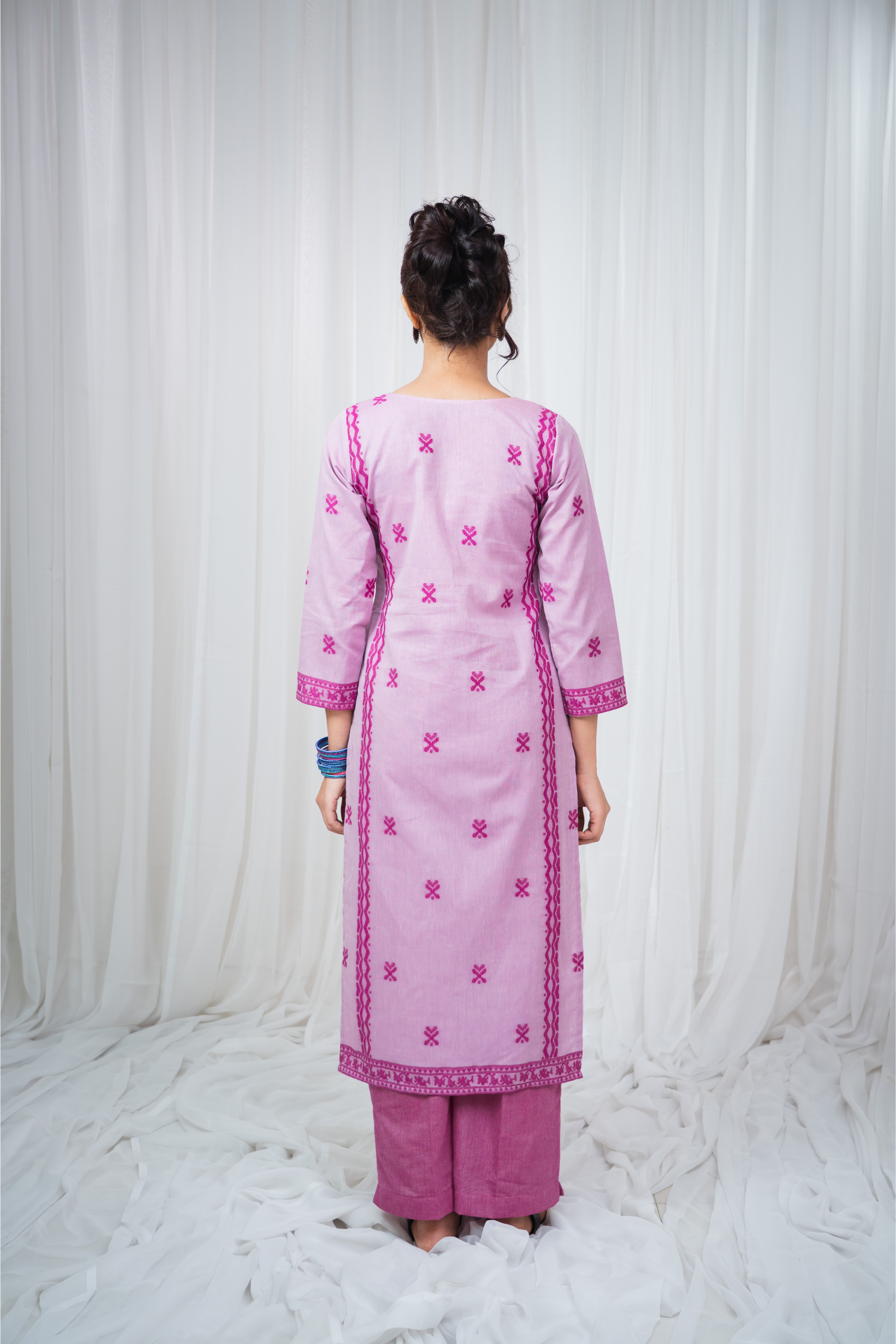 ETA Leima Premium Cotton Magenta Kurta Set