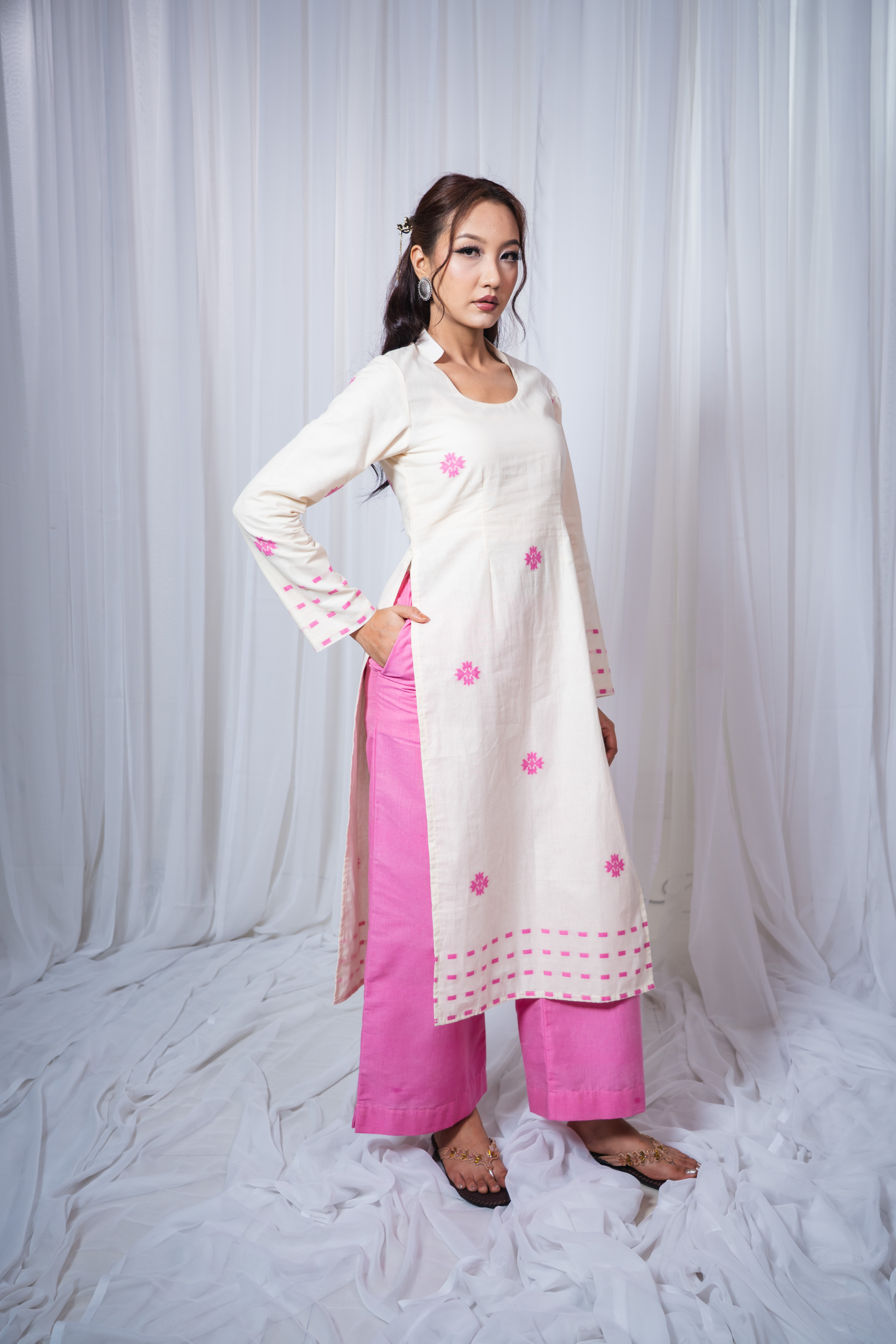 ETA Anou Premium Cotton Pink Kurta Set