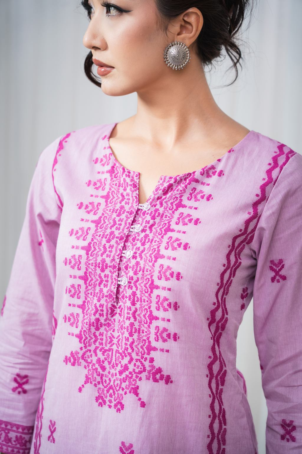 ETA Leima Premium Cotton Magenta Kurta Set