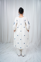 ETA Ebema Premium Cotton Cream & Navy Blue Kurta Set