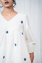 ETA Ebema Premium Cotton Cream & Navy Blue Kurta Set