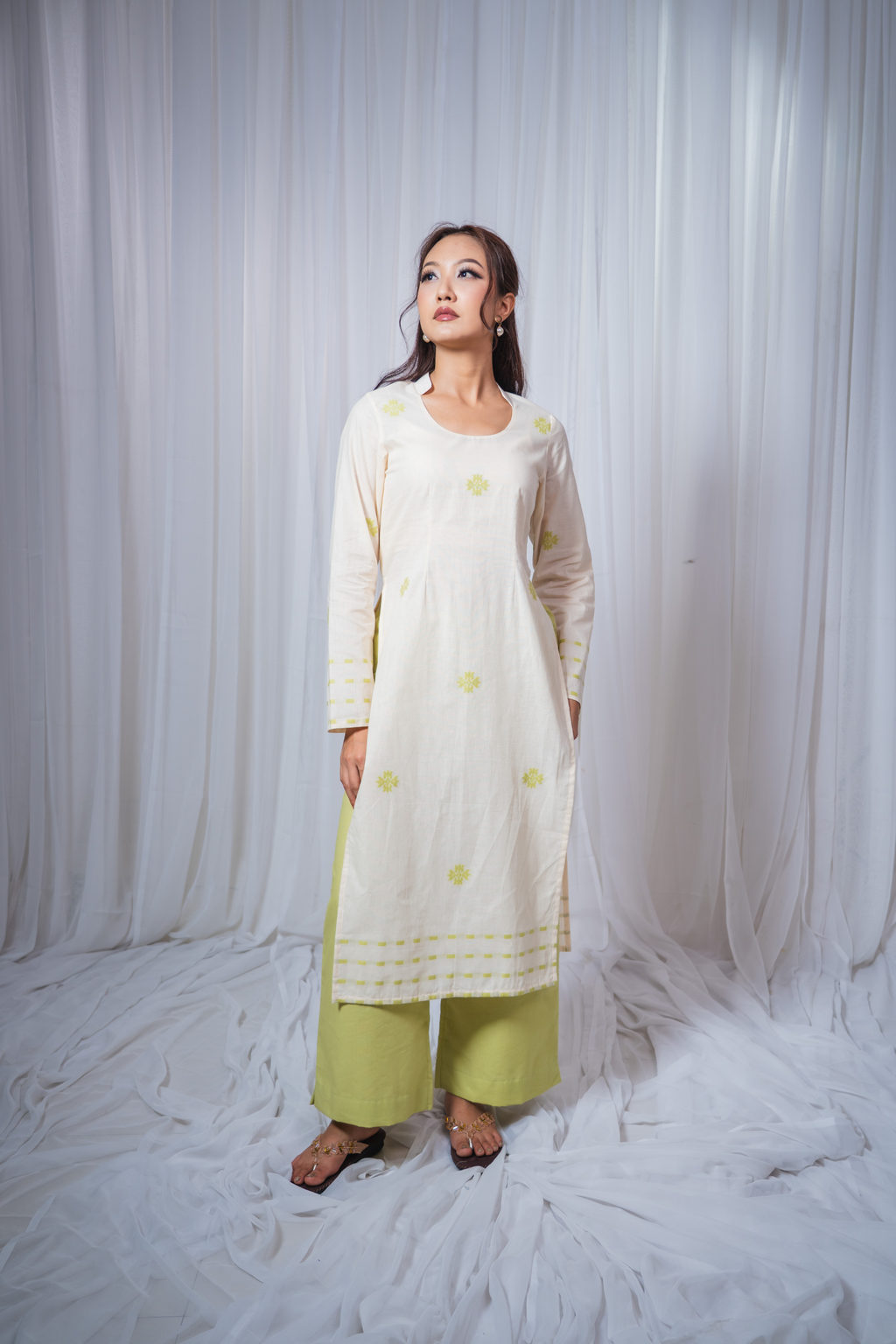 Eta Anou Fusion Kurti Set – Pista Green
