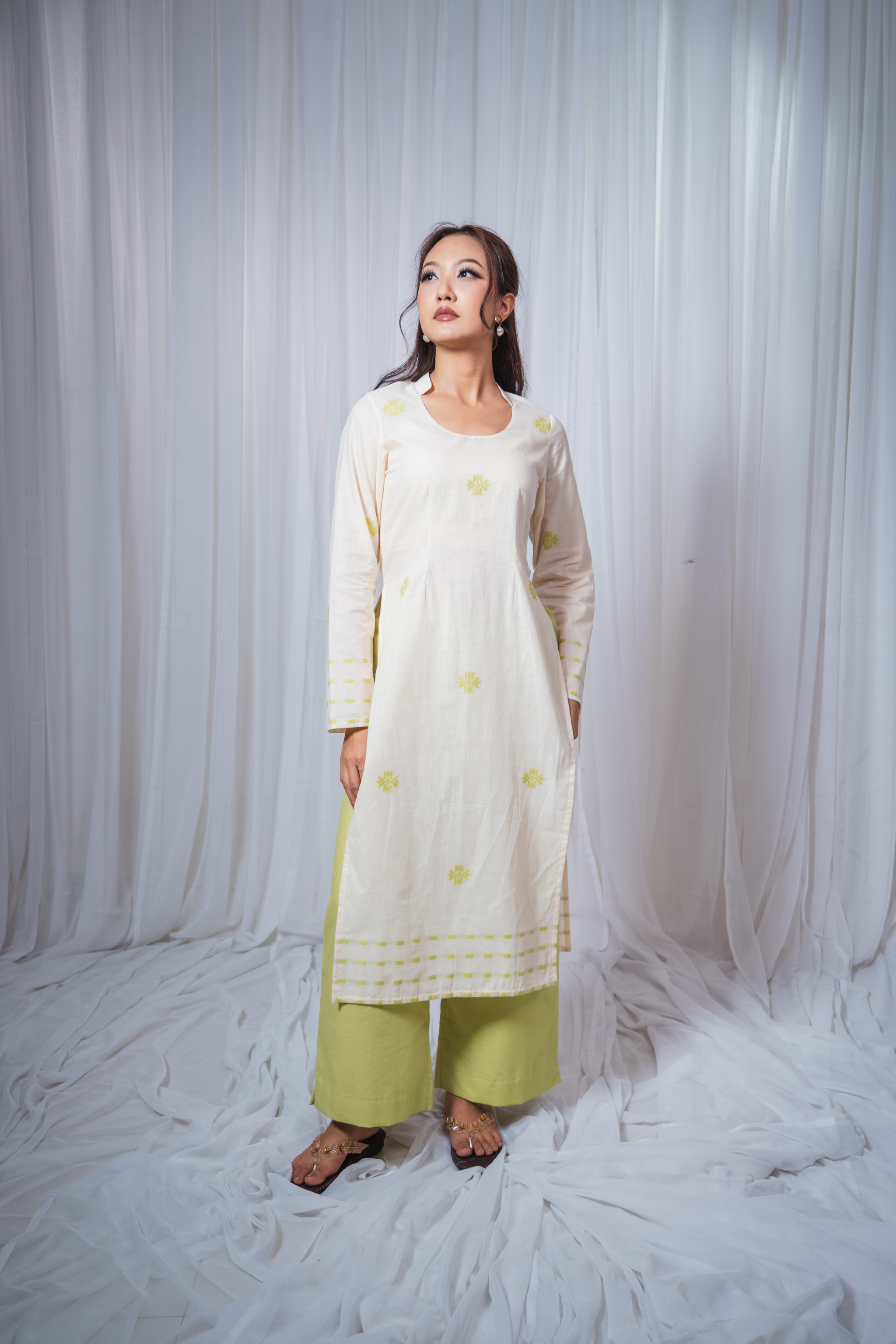 Eta Anou Fusion Kurti Set – Pista Green