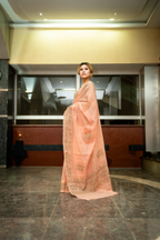 Leirang Saree Peach & Olive