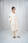 ETA Ebema Premium Cotton Cream & Black Kurta Set