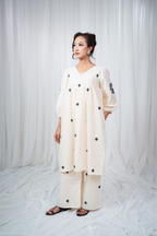 ETA Ebema Premium Cotton Cream & Black Kurta Set