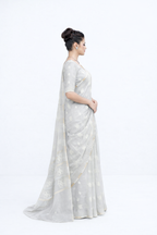 Thoibi Saree - Grey Premium Floral Motif Saree