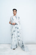 Geo Heritage Saree – Classic Grey
