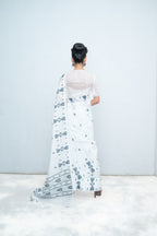 Geo Heritage Saree – Classic Grey