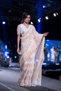 Leikol Saree Peach Sorbet on White
