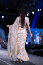 Leikol Saree Peach Sorbet on White