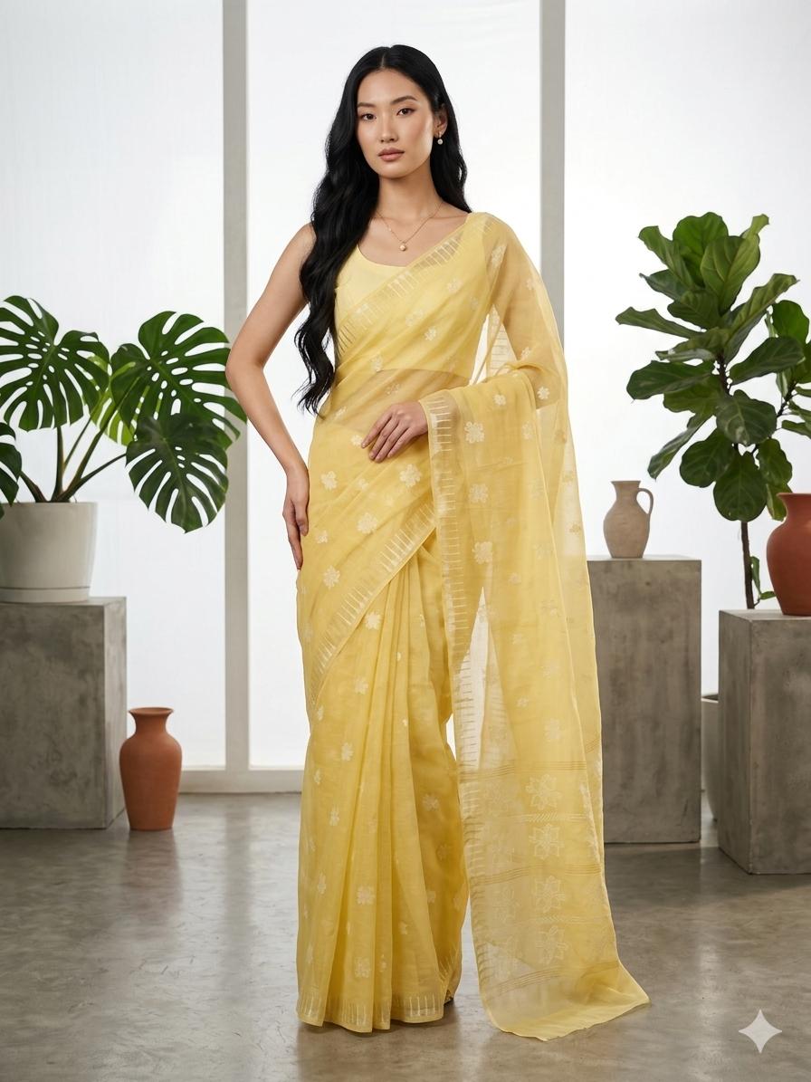 Thoibi Saree – Sun Bleach Yellow