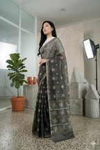 Thoibi Saree - Black Premium Floral Motif Saree