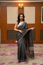 Everyday Saree – Black with Gold Border