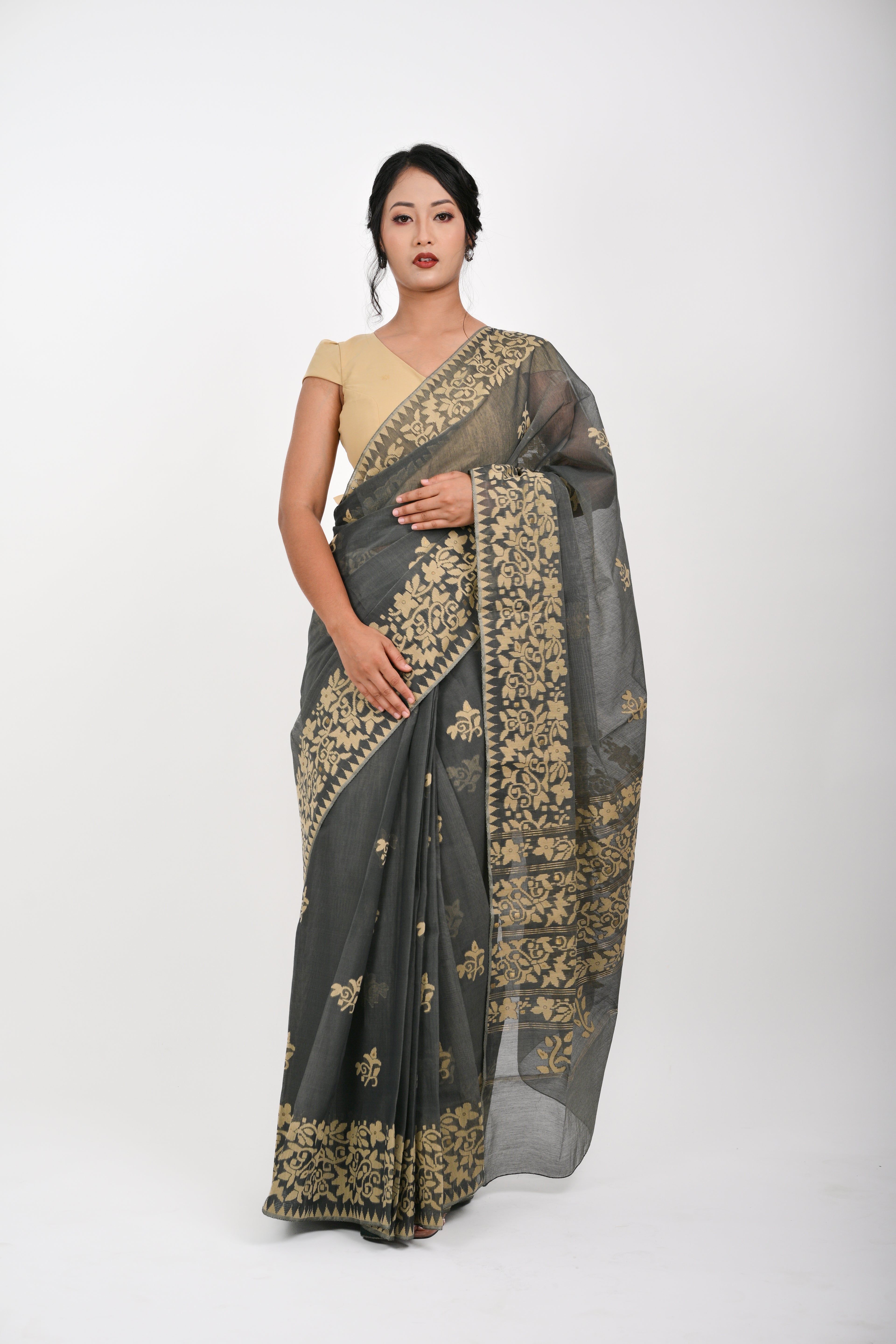 Floral Saree – Black