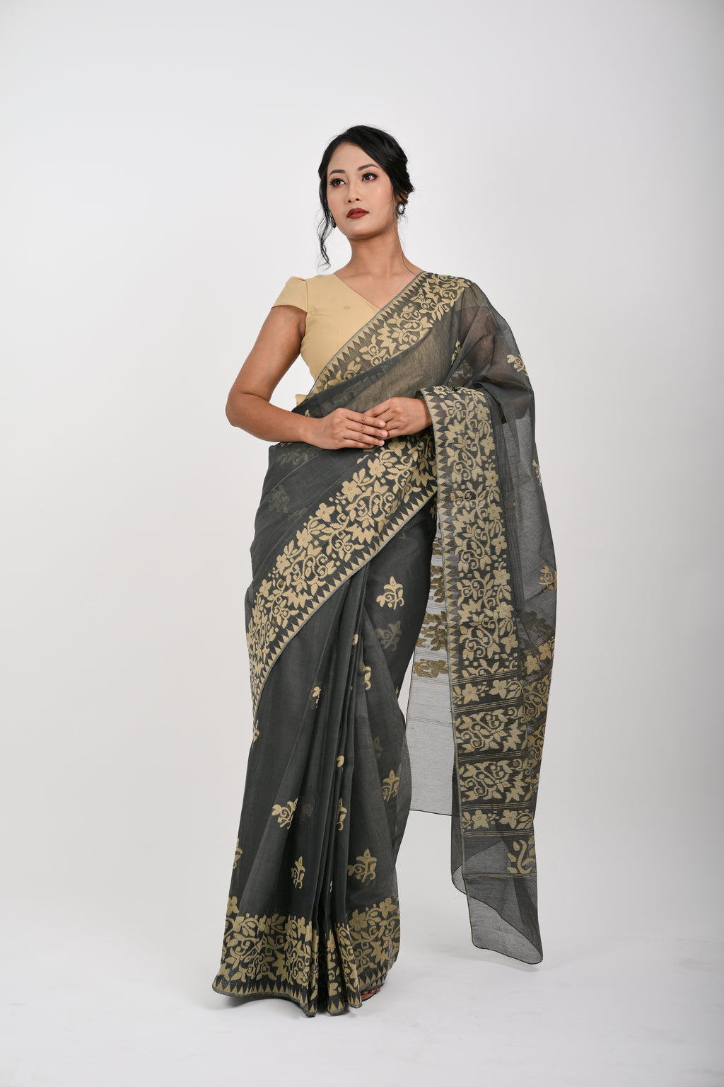 Floral Saree – Black