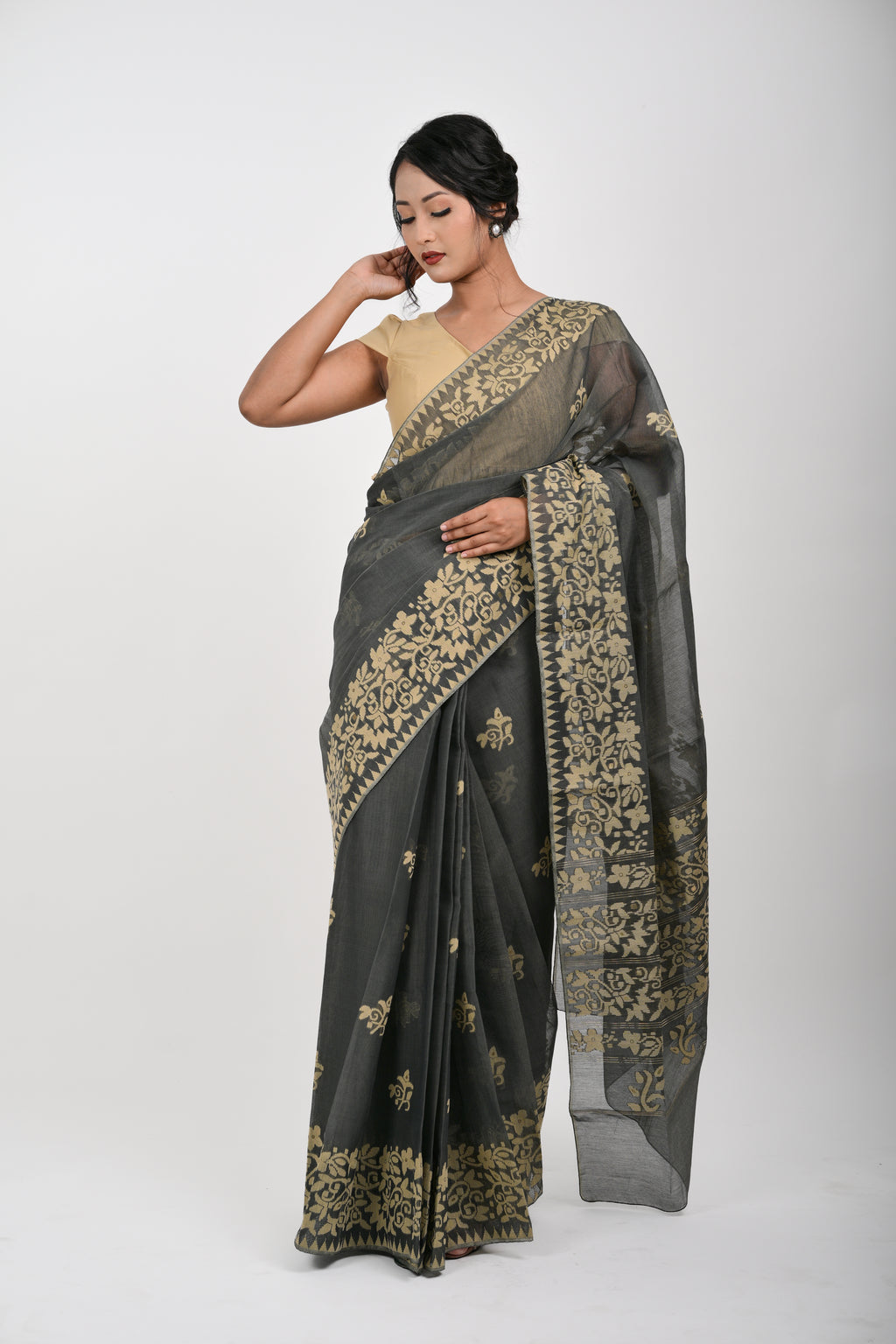 Floral Saree – Black