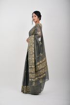 Floral Saree – Black