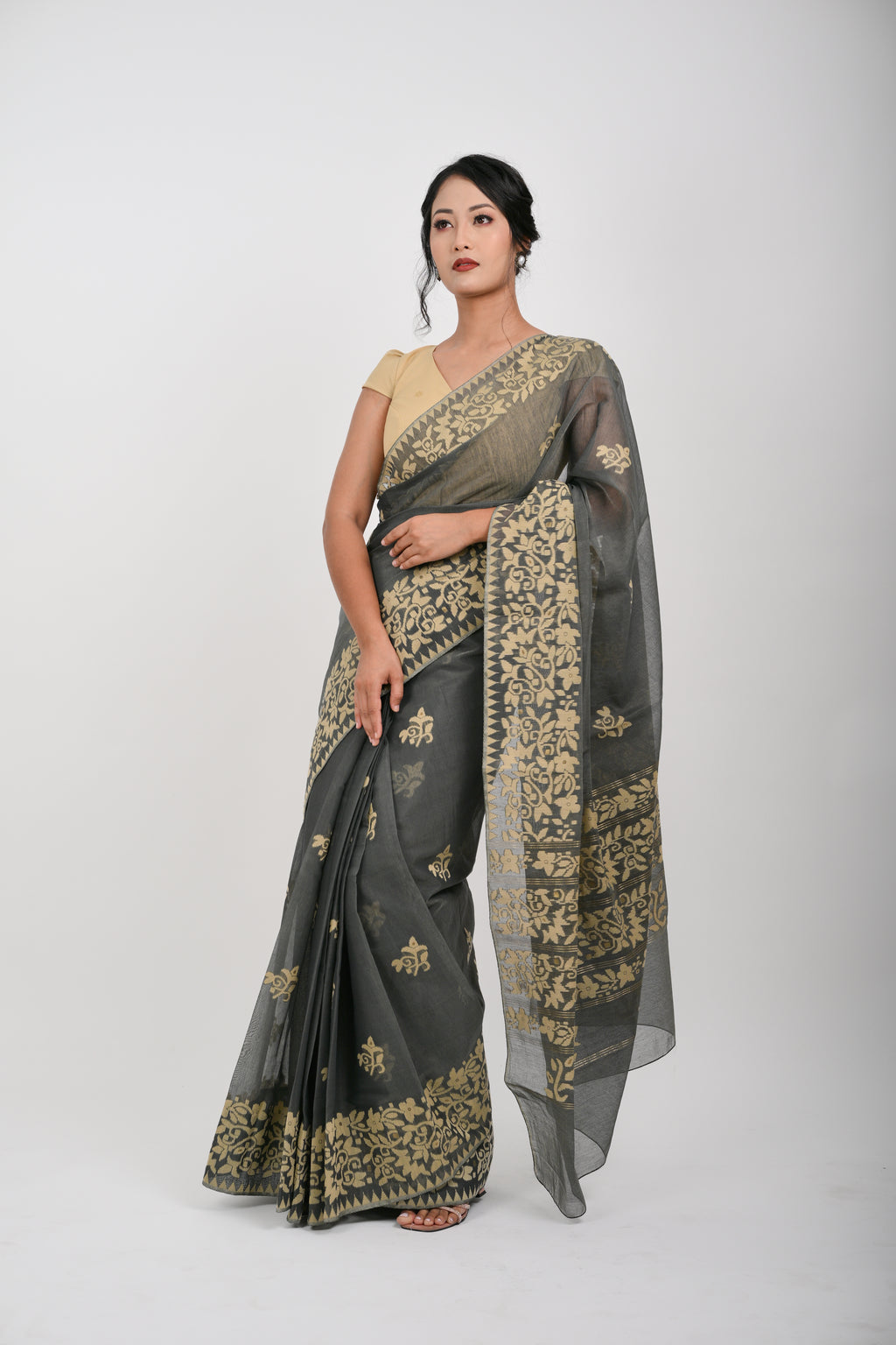 Floral Saree – Black