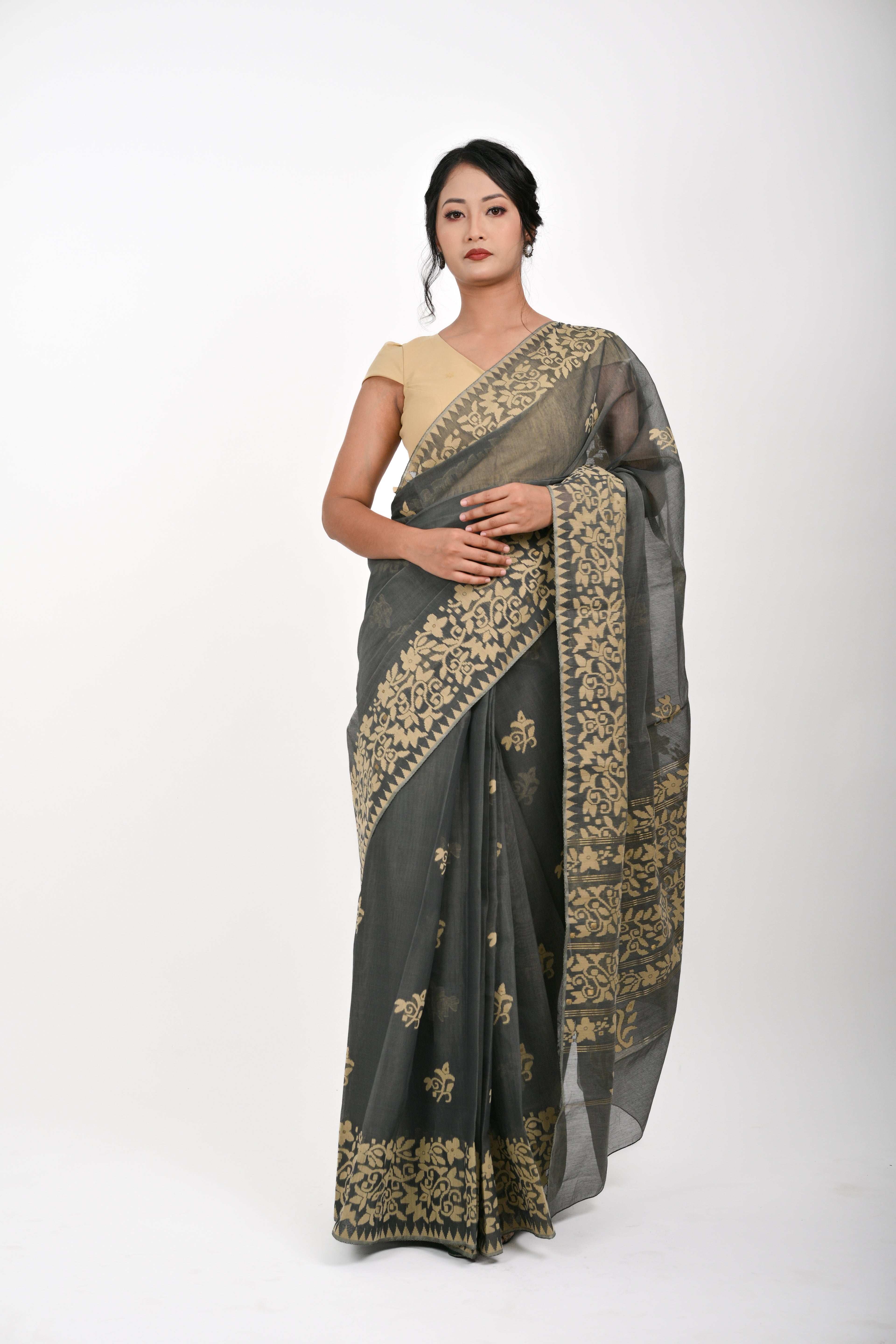 Floral Saree – Black