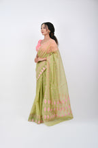 Ahum Saree - Green Premium Geometric Motif Saree