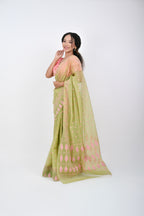 Ahum Saree - Green Premium Geometric Motif Saree