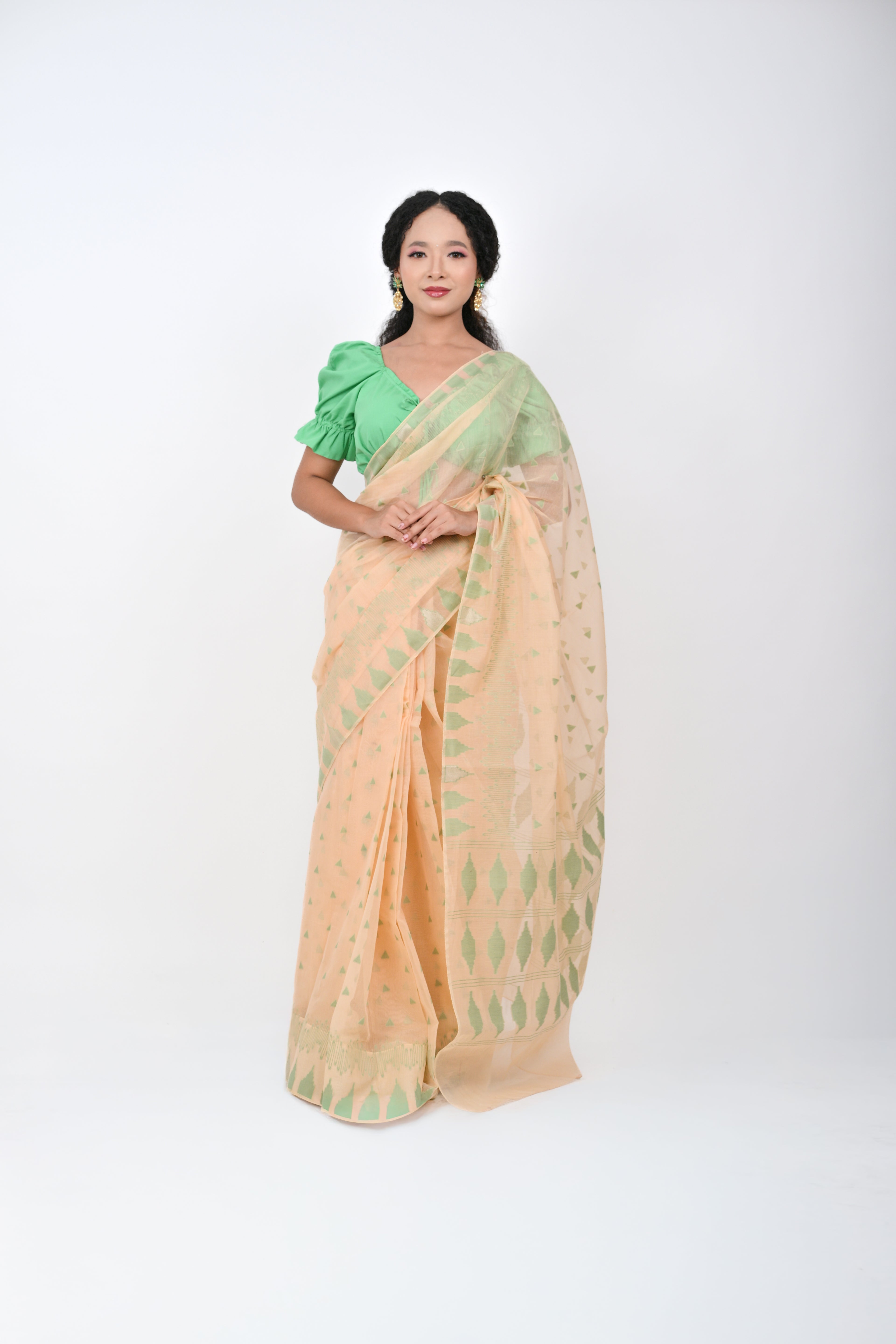 Ahum Saree - Ice Green Premium Geometric Motif Saree