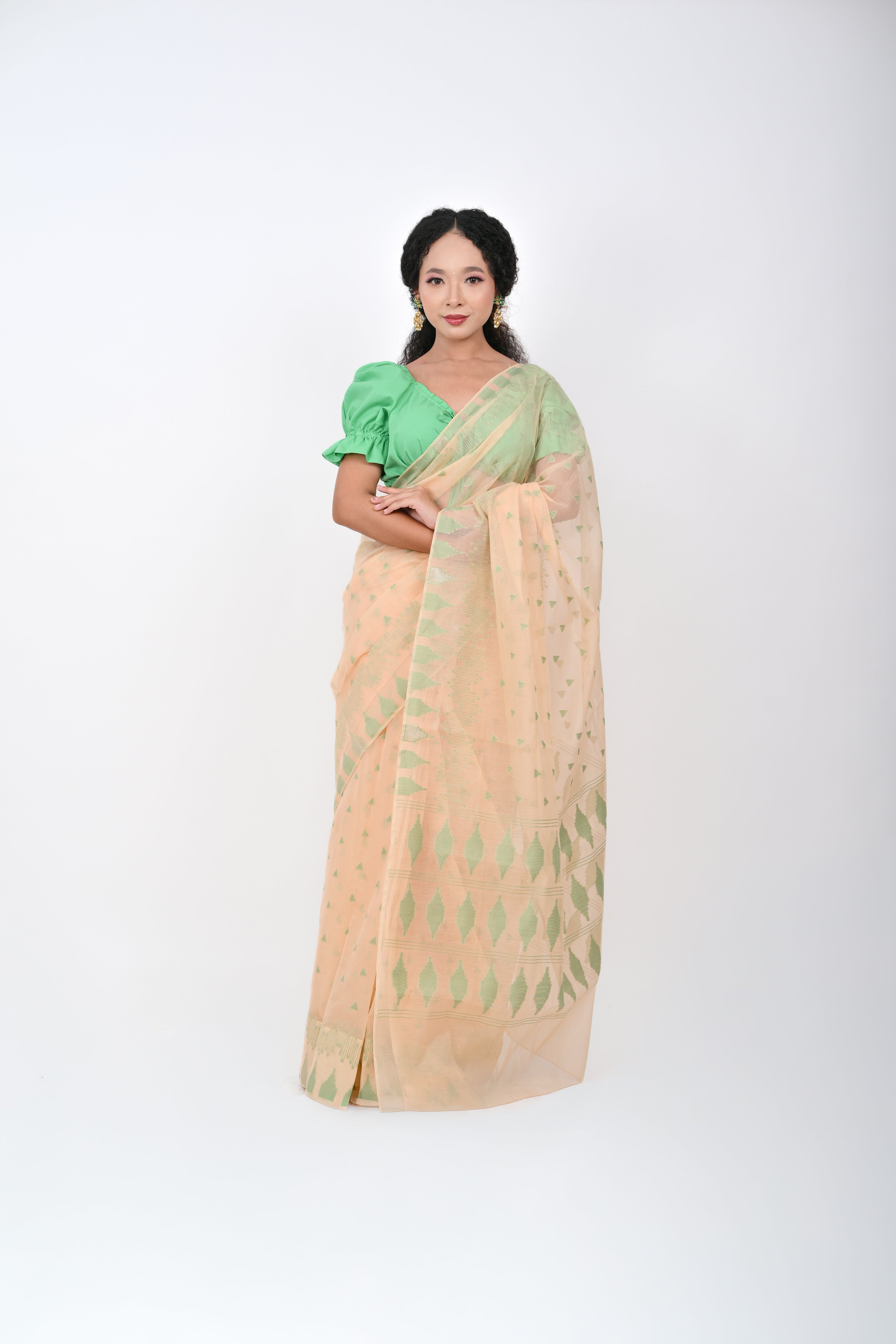 Ahum Saree - Ice Green Premium Geometric Motif Saree