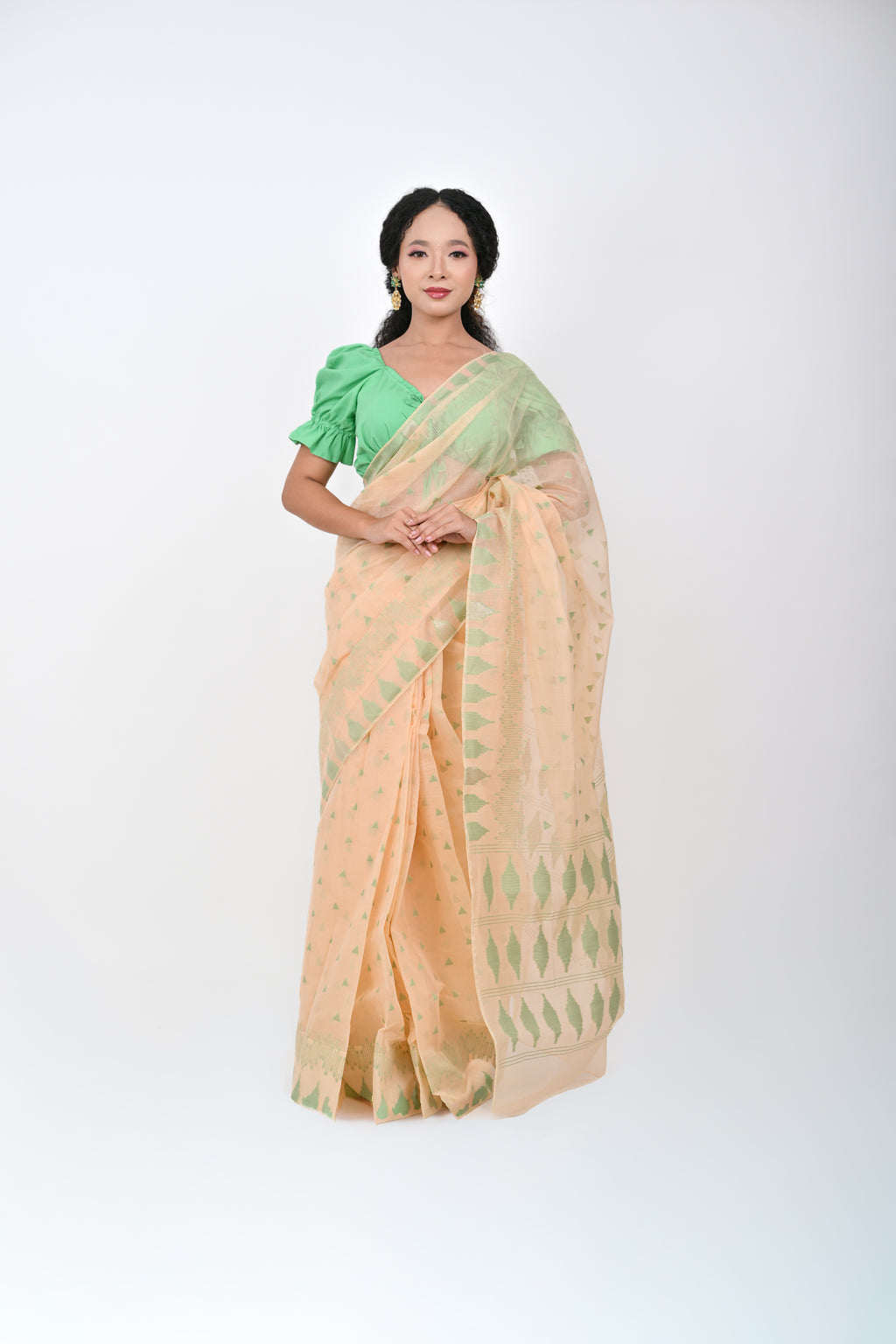 Ahum Saree - Ice Green Premium Geometric Motif Saree