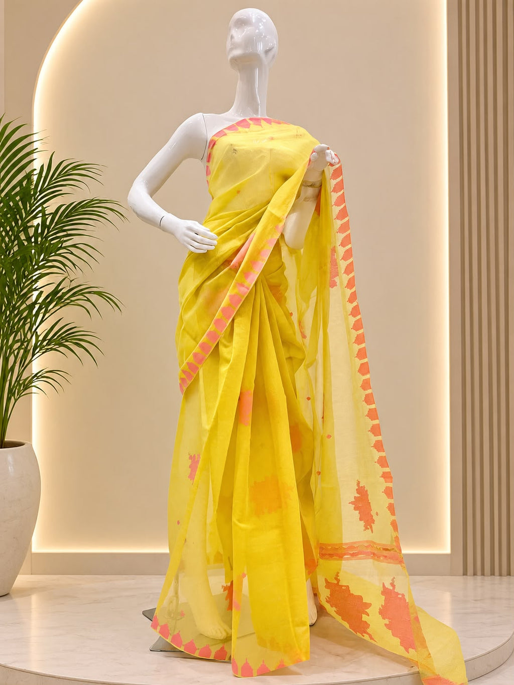 Floral 01 Saree – Gold Baby Pink