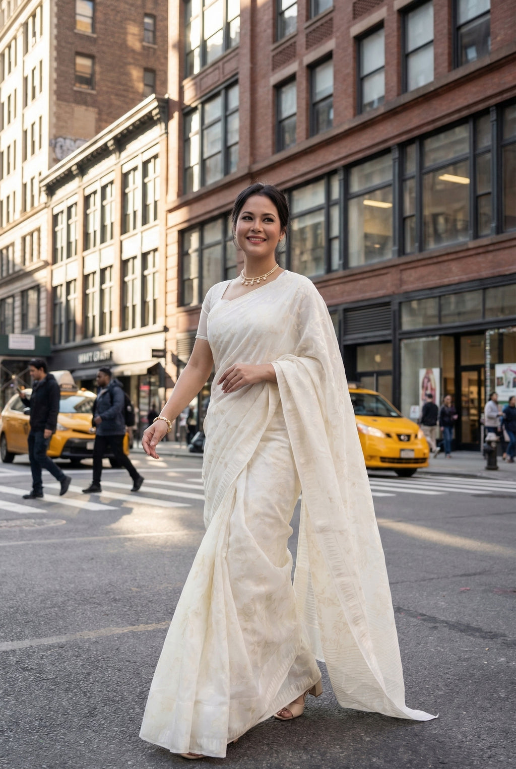 Leikol Saree Cream on White