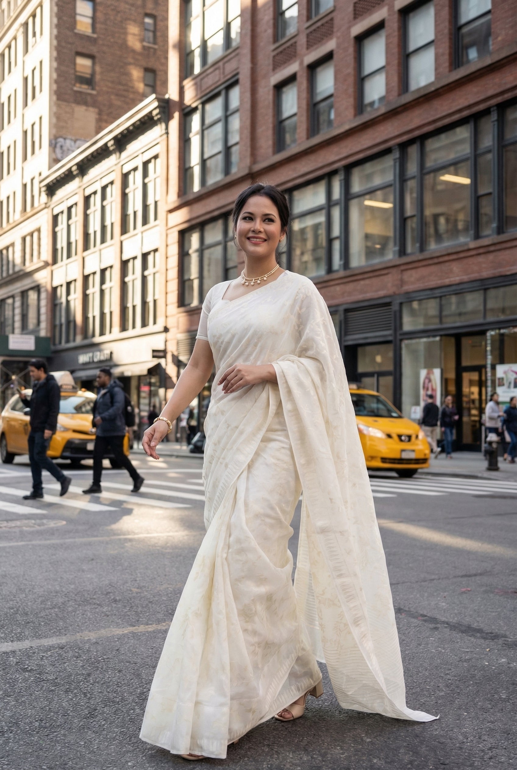 Leikol Saree Cream on White