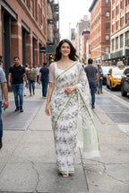 Leikol Saree Lavender on White