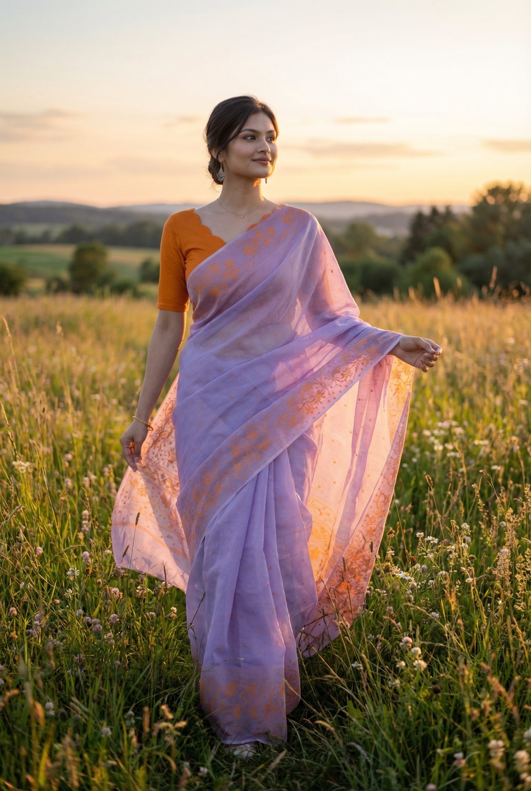 Leirang Saree Lavender