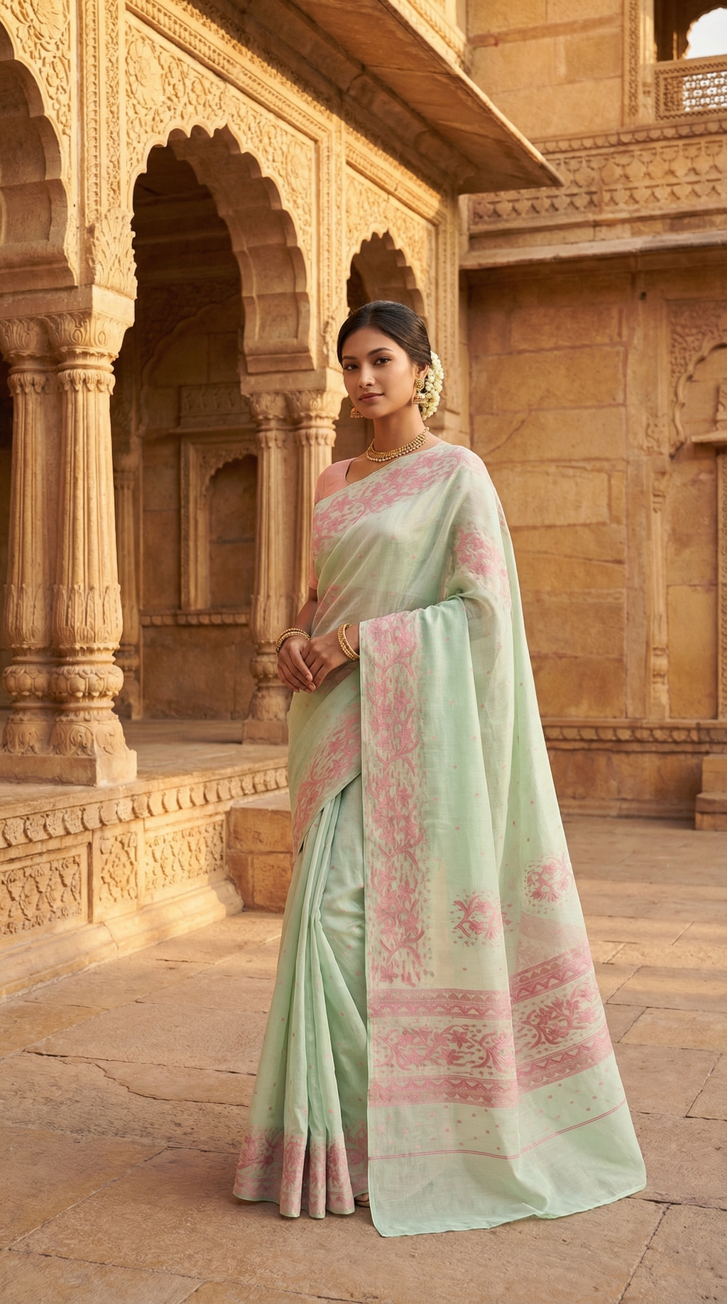 Leirang Saree Turquoise
