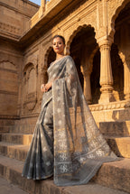 Thoibi Saree - Black Premium Floral Motif Saree