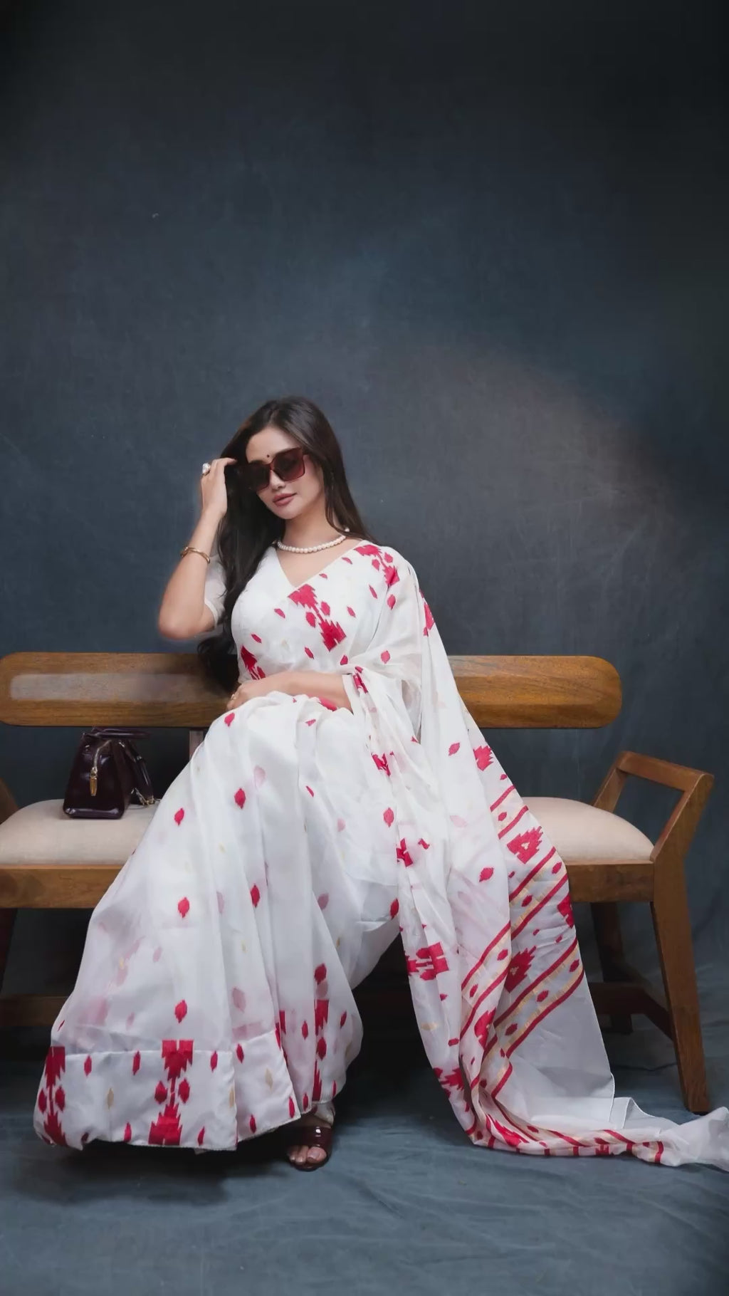 Geo Heritage Saree – Red