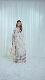 ETA Ahum – Cream Navy Kurti Set
